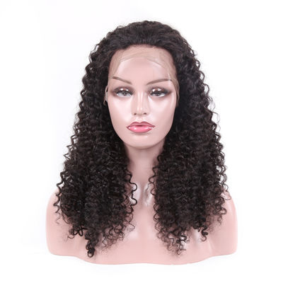 China Pelucas de cordón reales del pelo de la Virgen del negro azabache, 100 rizados rizados de las pelucas de cordón llenas humanas proveedor