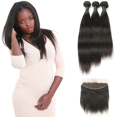 China Extensiones naturales indias rizadas crudas del cabello humano 3 paquetes con el cierre frontal proveedor