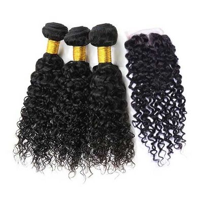 Extensiones malasias naturales/del pelo de la Virgen pelo rizado malasio con el cierre bajo de seda proveedor
